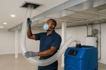 Professional air duct cleaning technician in Erie
